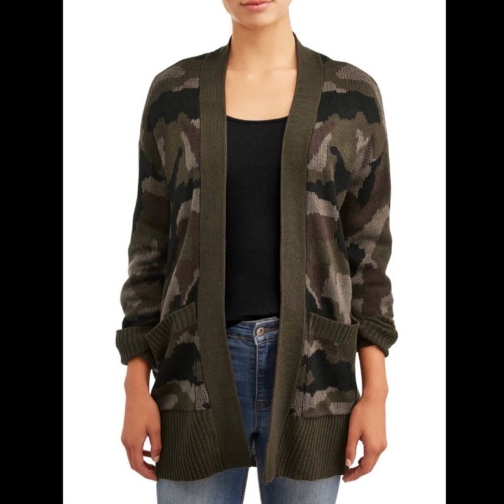 ALISON ANDREWS | Camouflage Open Front Cardigan Sweater Women’s Size Large